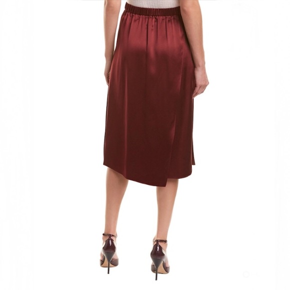 VINCE Satin Silk Drape Wrap Skirt Merlot burgundy - Picture 6 of 6